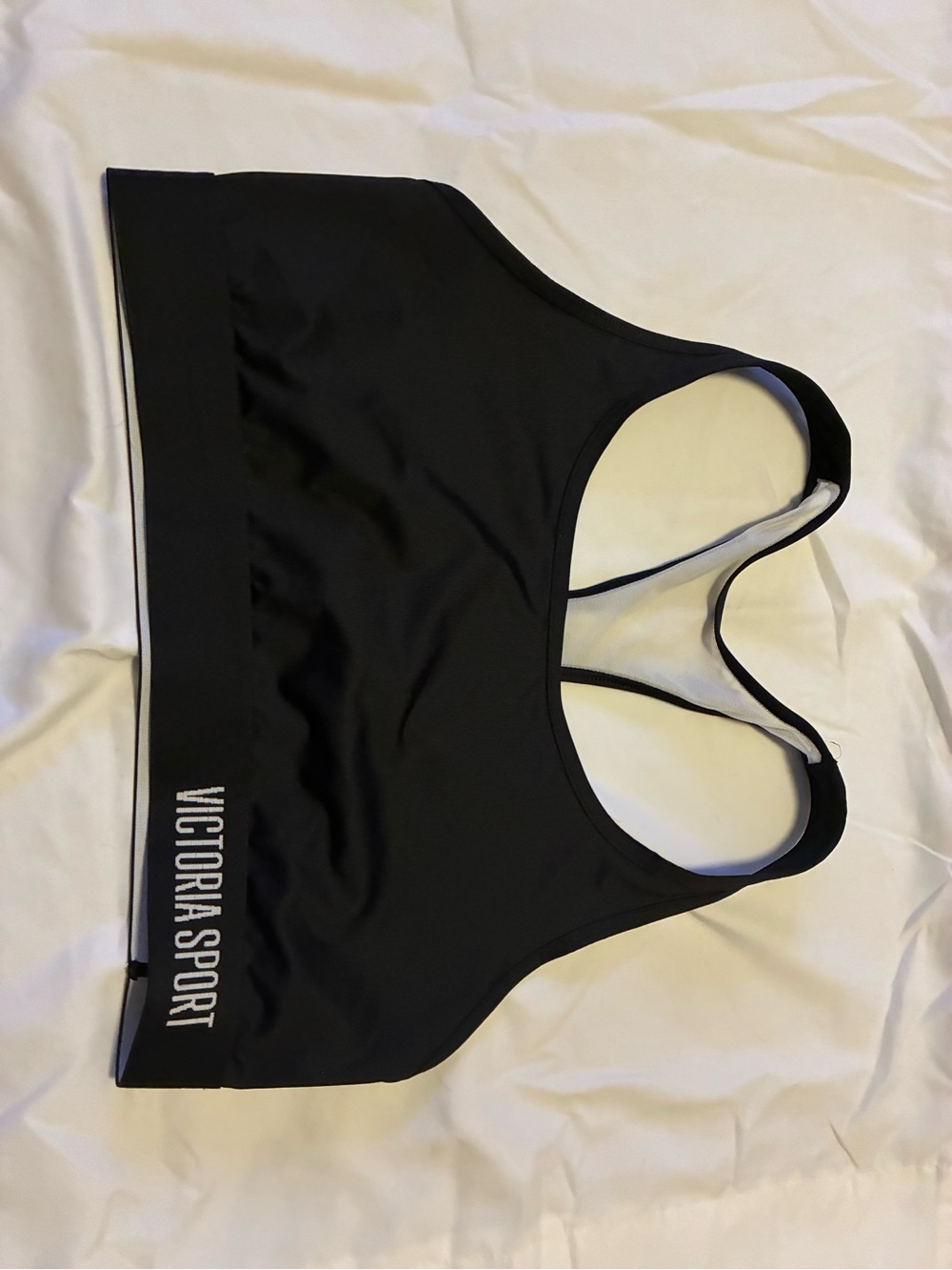 Victoria's Secret Black Racerback Sports Bra with Logo Band